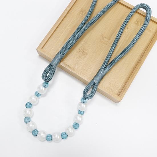 2Pcs Curtain Tiebacks with Pearls, Handmade Decorative Curtain Holdbacks Rope, Outdoor Farmhouse Tie Backs for Curtains, Curtain Holders for Drapes