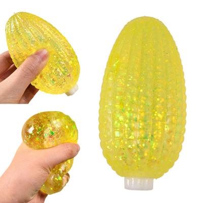 Glitter Corn Squeeze Toy Slow-Rising TPR Fidget for Stress Relief Realistic Vegetable-Shaped Decompression Gadget for Kids Adults