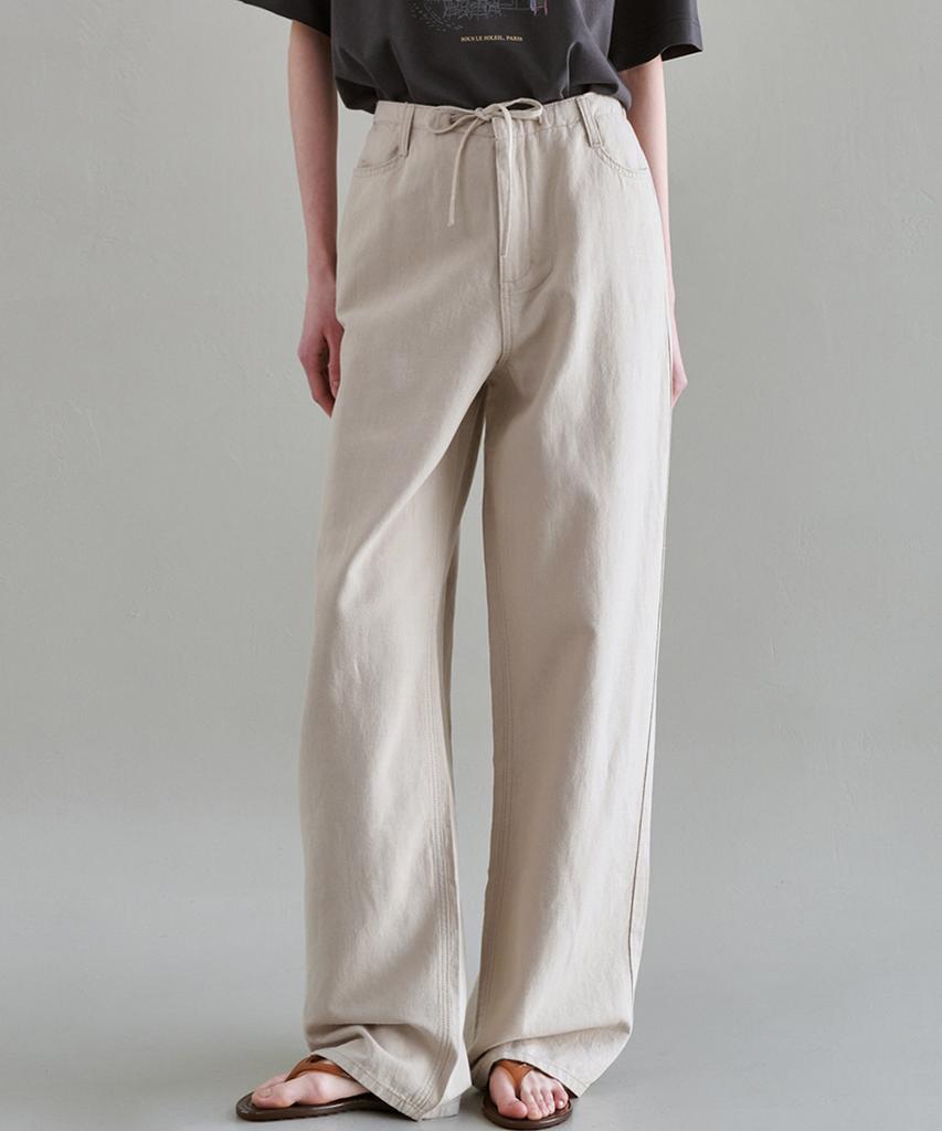 MALOUPE 9160 Linen Wide Pants (Beige)