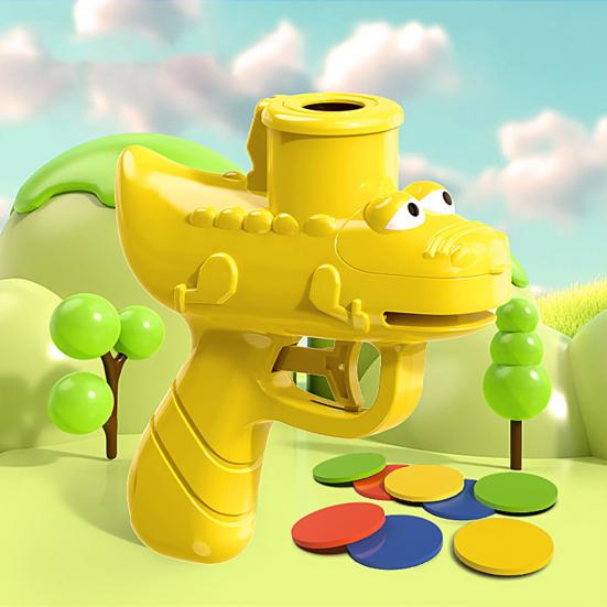 Cartoon Crocodile Disc Launcher Toy with 15 EVA Discs Outdoor Garden Backyard Lawn Park Kids Flying Disc Shooter Game Toddlers Boys Girls Gift