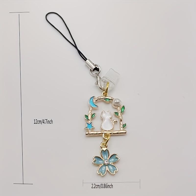 Mobile Phone Dust Plug, Metal Fashion Flowers & Cat Pendant Dust Plug - Decorate Your Phone! Send Rope