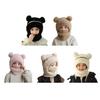 Children Hat with Face Guard Double Plush Ball Decor Solid Color Windproof Ear Protection Baby Hat Woolen Knitted Hat