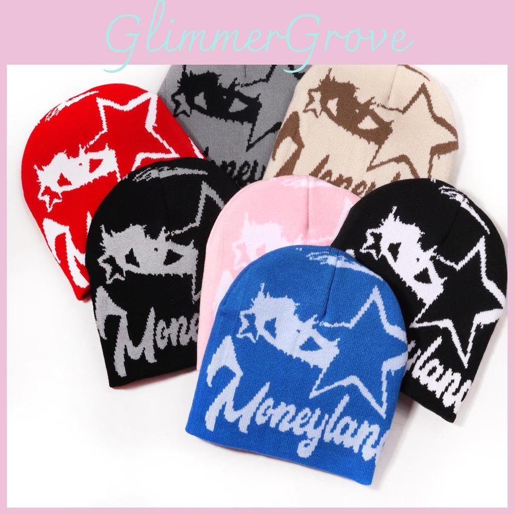 Star Street Style Letter Pattern Neutral Warm Knitted Hat For Autumn And Winter