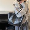 Vintage PU Tote Bag with Top Handle Large Capacity Everyday Fashion Shoulder Bag