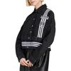 adidas Originals Adibreak Striped Logo Design Polo Collar Long Sleeve Denim Jacket Women Jackets Black JJ3095