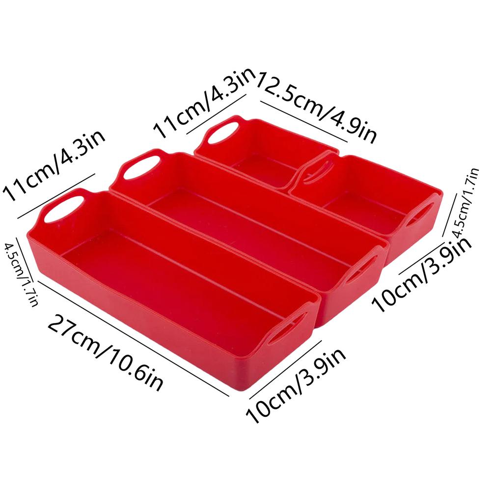 

Nonstick Bakeware Set Of 4 Baking Tray Pan In Silicone Oven Microwave Cooking Silicone Liners For Wings Hot Dogs Vegetables Cake червоний
