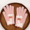 1 Pair Women Giraffe Knitted Gloves Winter Warm Thick Yarn Touchscreen Gloves Outdoor Cycling Cold Weather Five-Finger Thermal Gloves