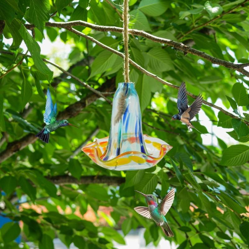 Weatherproof Glass Hummingbird Bird Bath Waterer Attracts Hummingbirds With Smooth Surfaces And Tool Less Installation
