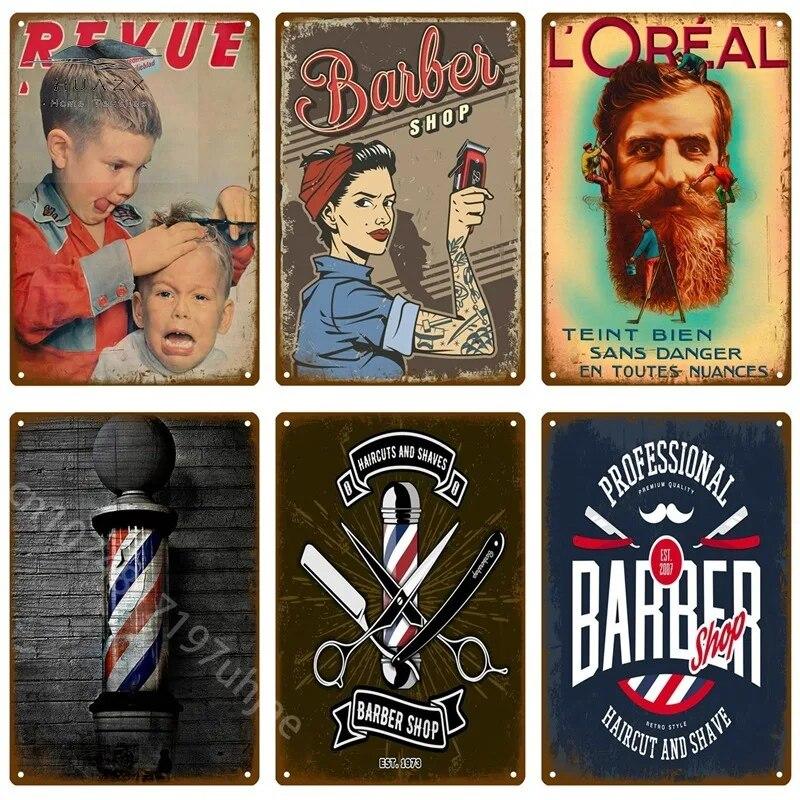 

Оловянная вывеска для парикмахерской, винтажные настенные постеры, металлические вывески, декоративная тарелка, кухонная табличка, железные украшения, аксессуары, декор
