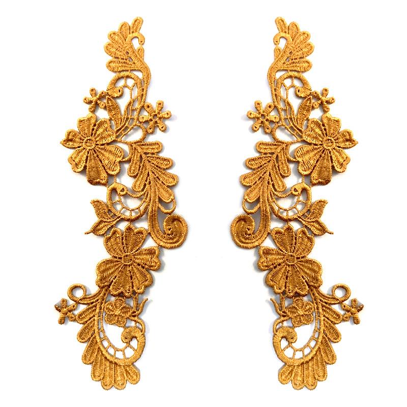 Water soluble lace 3D embroidery piece Embroidery symmetrical lace pair embroidery clothing DIY accessories polyester flower piece
