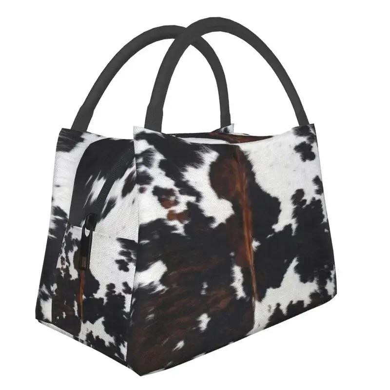 

Коровья кожа 3D печать многоразовый ланч-бокс женский водонепроницаемый меховая текстура термохолодильник еда изолированный ланч-бокс 28x17x16CM