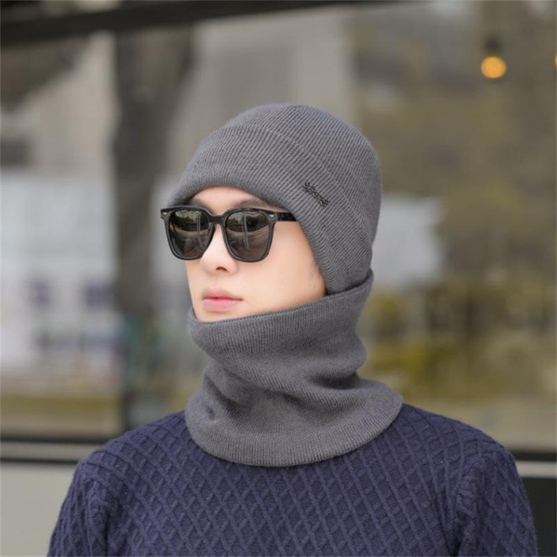 Autumn and winter hats men's knitted hats, fleece thickened wool hats, men's cycling ear protectors, pullovers, scarf sets.
