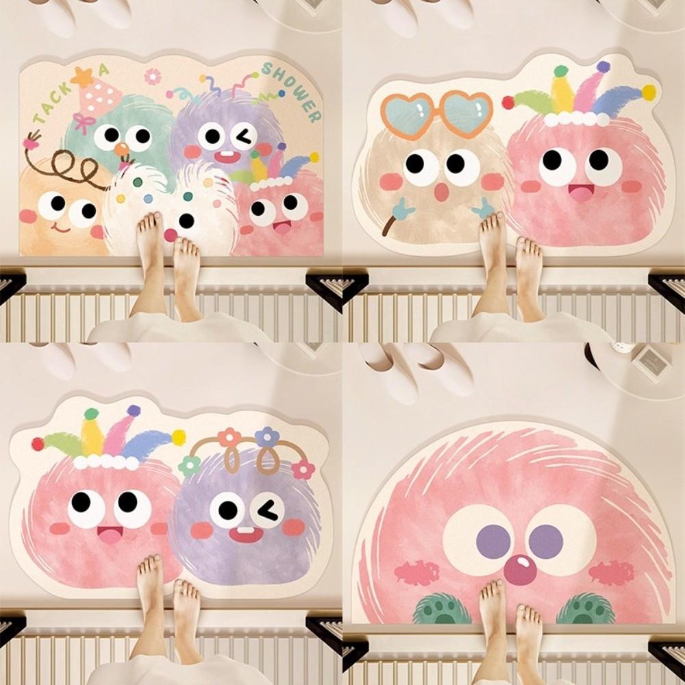 Cute 40*60cm Bathroom Mat Cartoon Design Big Eyes Diatom Mud Mat Quick Dry Bathroom Carpet Bathroom Use