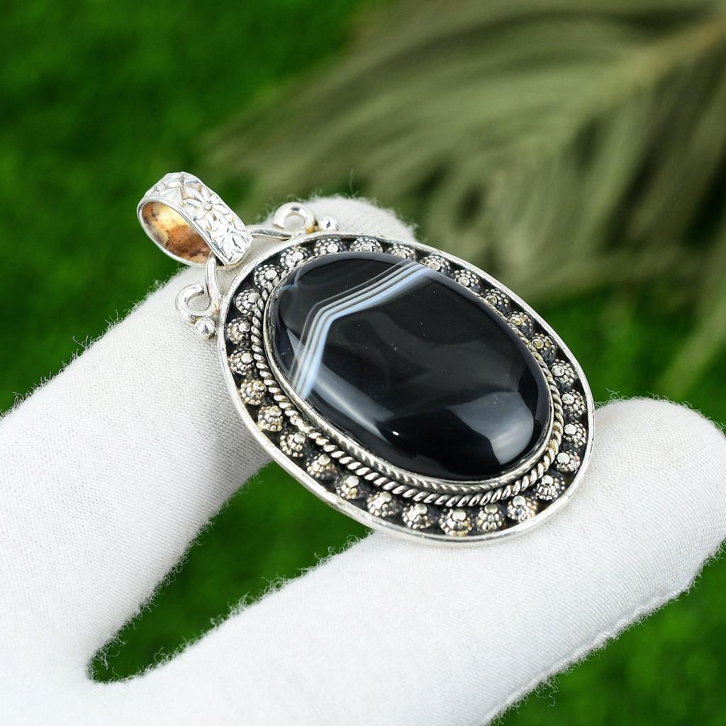 Sardonyx Stone Sterling Silver Anniversary Mother Bezel Wedding Pendant Jewelry