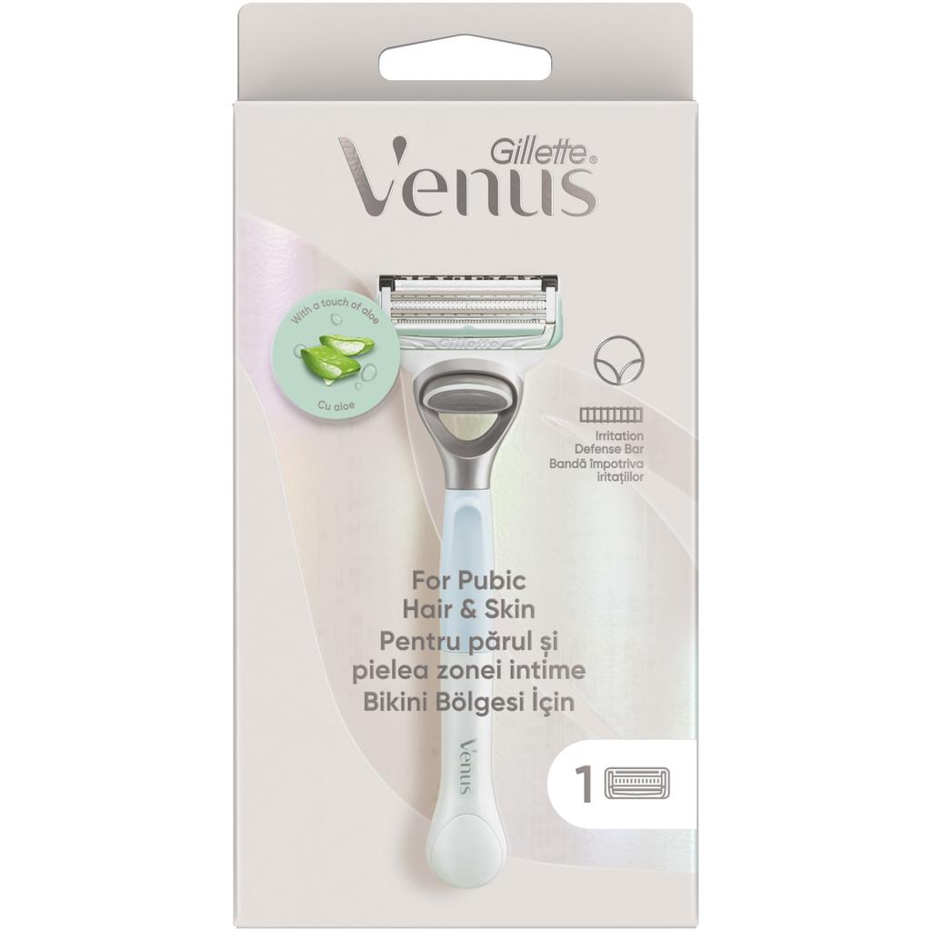 Gillette Venus Intimate Hair Razor for Pubic Area and Sensitive Skin, 1 Handle + 1 Refill Blade, Gentle Shave for Bikini Line, Smooth Results