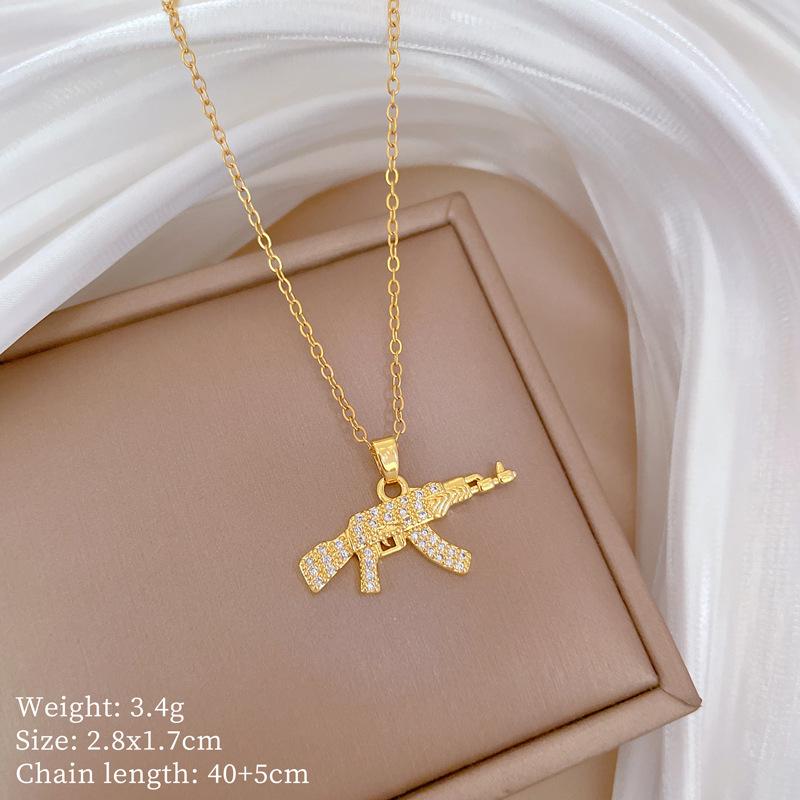 Copper Micro-Inlaid Necklace Women'S Copper Micro-Inlaid Real Gold Electroplating Simple And Exquisite Collarbone Chain Neck Chain