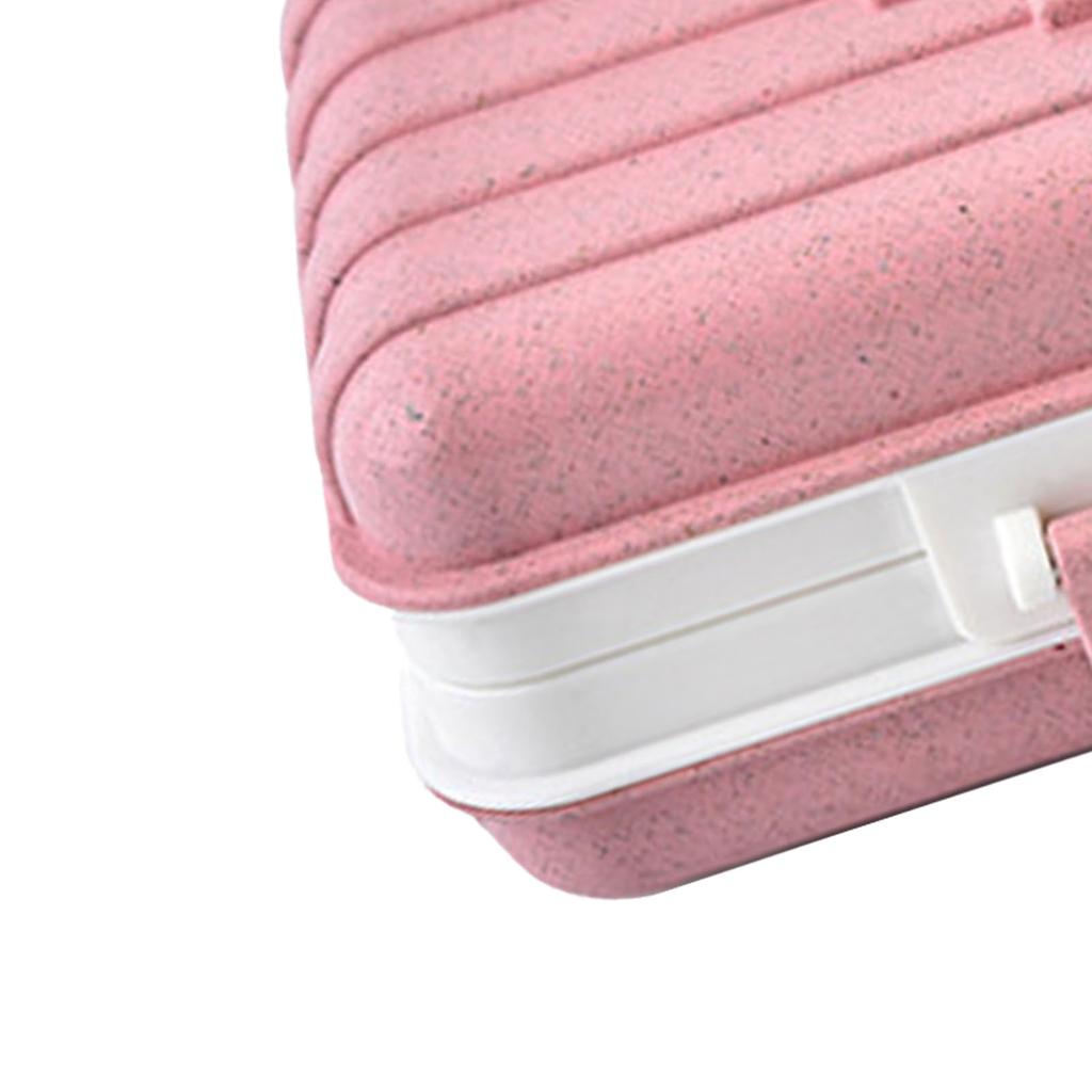 Travel Medicine Organizer Box Wheat Straw 6 Compartments Portable Biodegradable Small Medicine