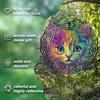 Charming Colorful Kitten Wind Spinner Wind Chime 3D Metal Garden Patio Decoration Outdoor Hanging Ornament for Thanksgiving Christmas Holiday