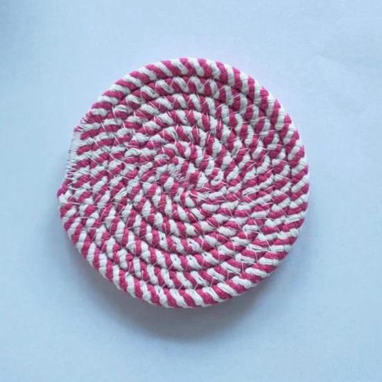 Yousheng 8Pcs Cotton Woven Coasters for Drinks, Absorbent Coasters Set with Holder, Wear-Resistant Insulating Heat-Resistant Coasters for Cups Teapots