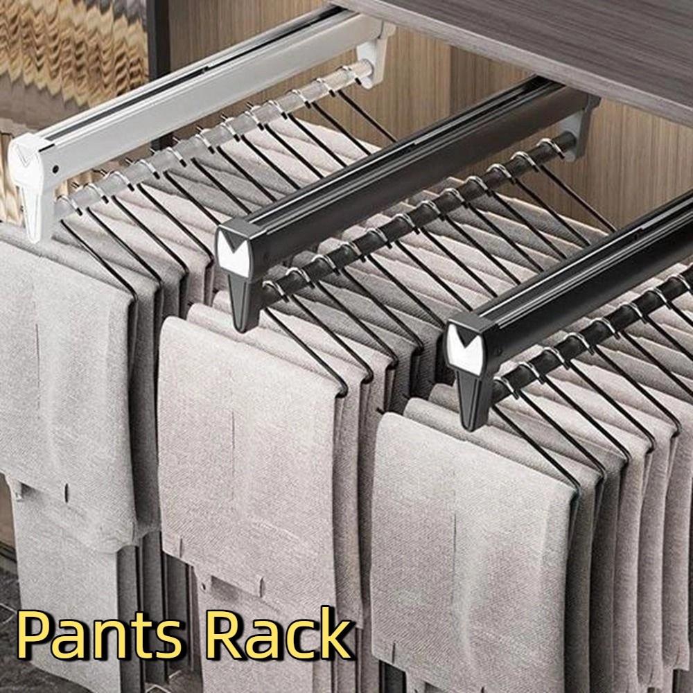 Heavy Duty Aluminum Zinc Zinc Alloy Pants Rack Extendable Trouser Storage Rack Clothes Storage Rod  for Home