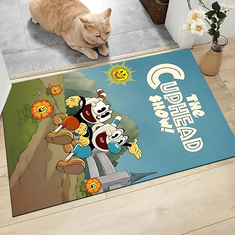1 Stück Cuphead Mugman Abenteuer Teppich Teppich Anpassbar Weich Waschbar Rutschfest Zuhause Wohnzimmer Sofamatten Personalisierter Teppich 0917249