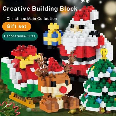 Christmas Gifts Micro Building Block Series Santa Claus Reindeer Puzzle Assembling Bricks Table Decoration Toys Children Kids