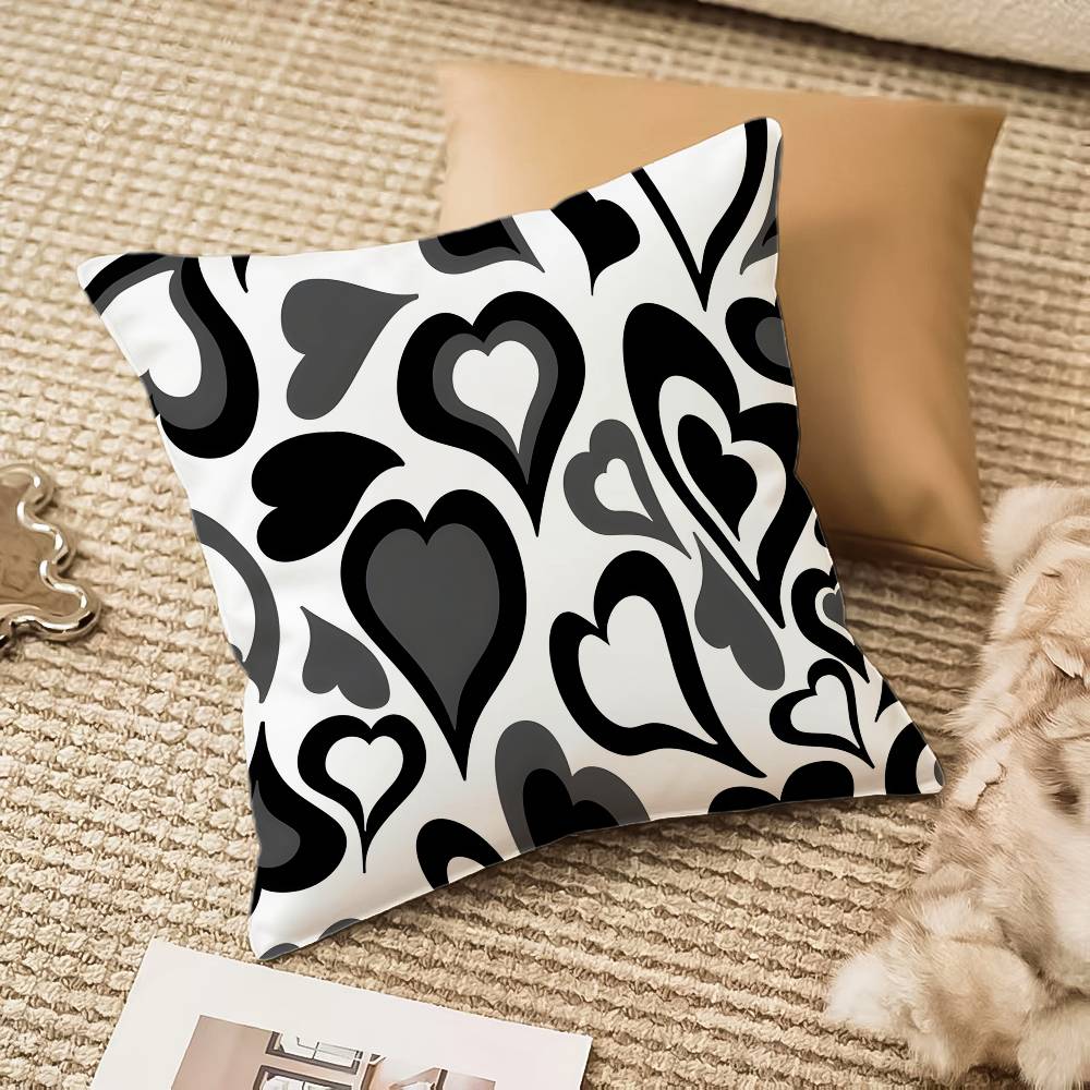 Fashion Love Heart Pillow Case Anti-dustmite Invisible zipper Sofa Bed
