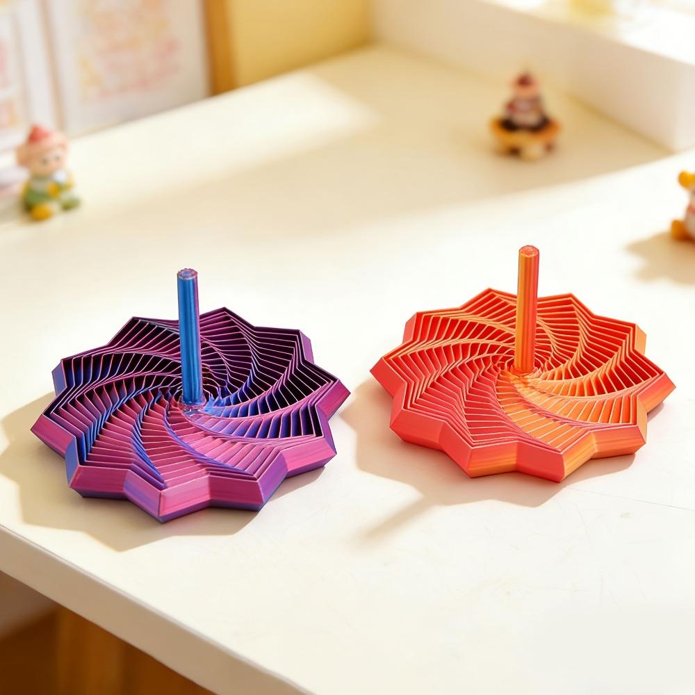4 Stück zufällige Farbe 3D-Druck Farbverlauf Kreisel, verformbar, geeignet für Büro- und Heimdekoration