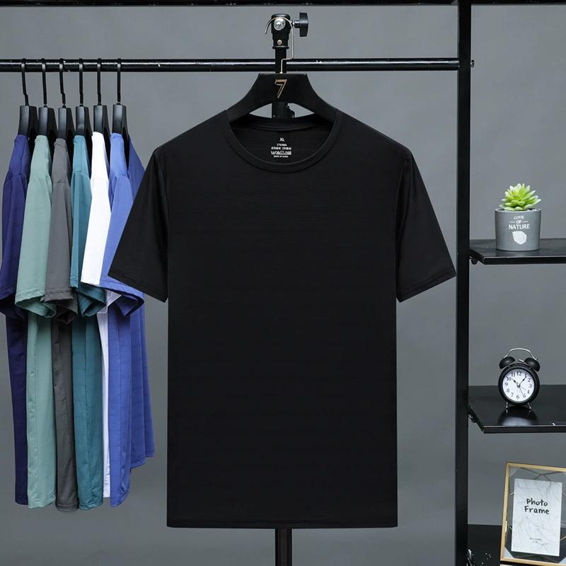 

Футболка с коротким рукавом Ice Silk, мужская летняя свободная рубашка для отдыха, быстросохнущая одежда для бега и фитнеса XL чёрный