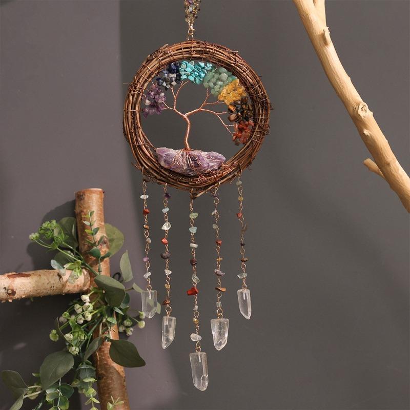 Tree of Life Wind Chimes Dream Catcher Handmade Aesthetic Bedroom Sun Catcher To Hang Nordic Interior Modern Room Decoration