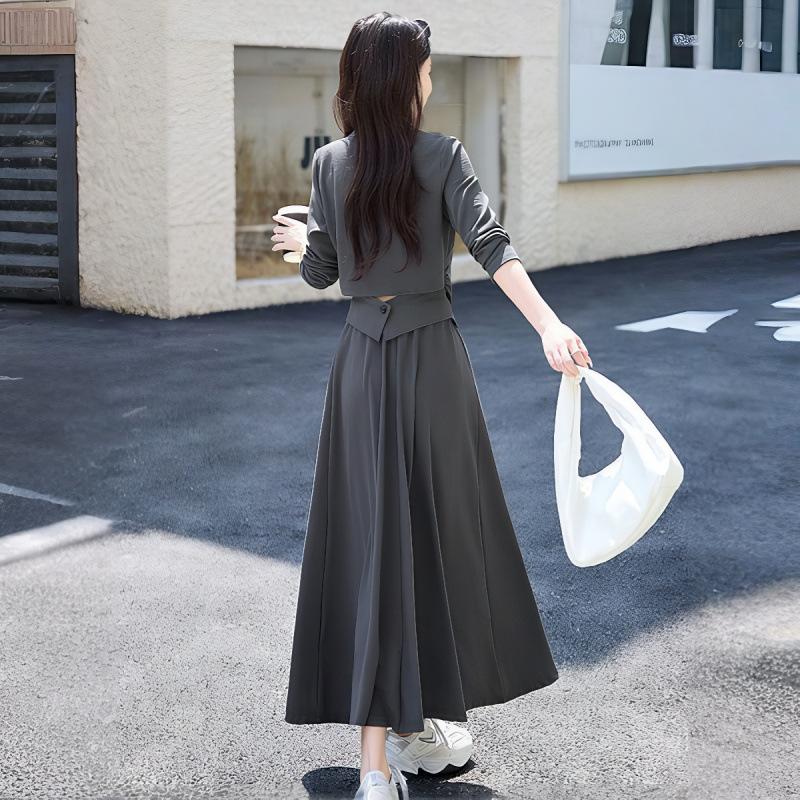 Early Autumn Long-sleeved French Leisure Suit Skirt Women's New Waist Slimming Luxury Two-piece Suit.