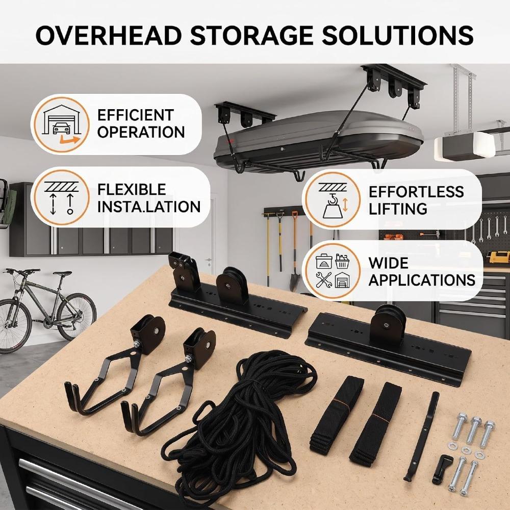 Heavy Duty Bicycle Hoist Rack Nylon Lifting Rope Bicycle Storage Hanger Garage Bicycle Storage