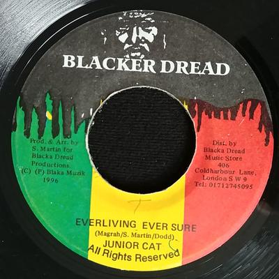 7inch Record JUNIOR CAT - Everliving Ever Sure NONE Blacker Dread 1996 Jamaica Reggae, Ska & Dub Used