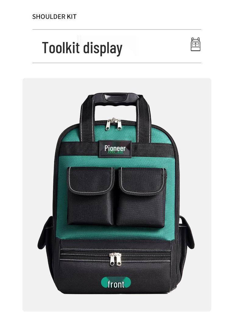 Heavy-Duty Double Shoulder Tool Backpack: Durable, Thickened, Multi-Functional, Large Capacity for Electrician Repairs