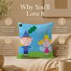 Housse de coussin dessin animé B-Ben Et Holly Petit Royaume Housse de coussin imprimée recto-verso Hypoallergénique Anti-acariens