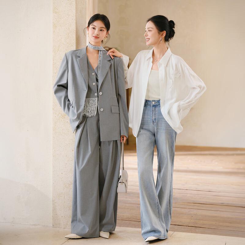 Women's Gray Commuter Three-Piece Suit Set