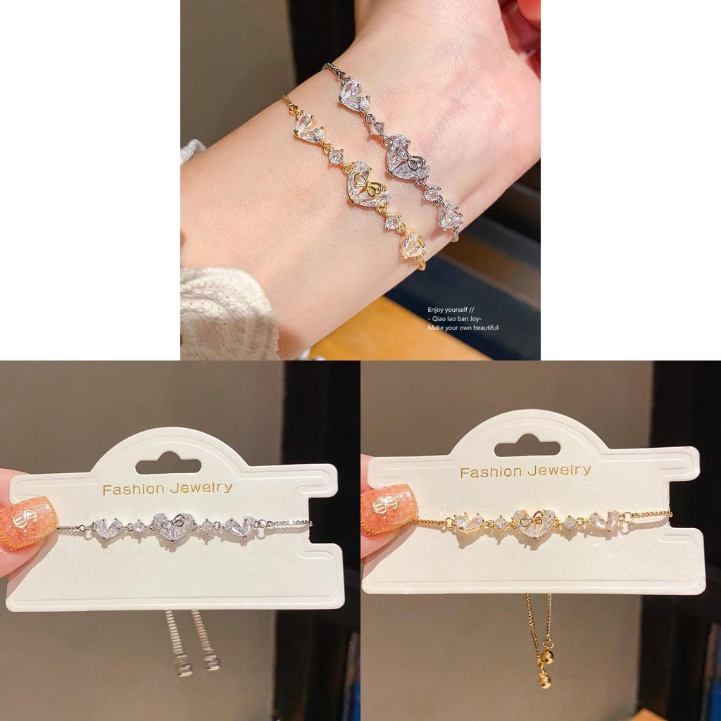 Vintage Heart Shape Jewelry Bracelet With Zirconium Plating For Women Gift Giving
