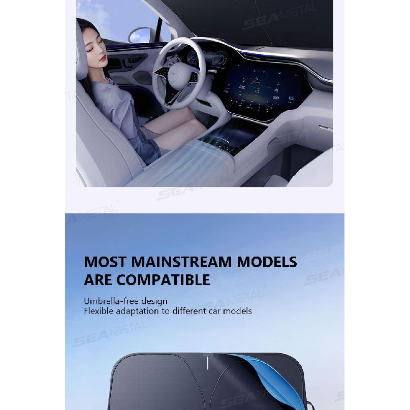 SEAMETAL Car Windshield Sunshade Cover Foldable Car Front Window Sun Shade 99.95% UV Block Protection UPF2000+ Car Curtain CoverWindshield Sunshades