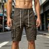 Pantaloncini Cargo da Uomo a Vestibilità Rilassata con Tasche Multiple Vita con Coulisse Lunghezza Sette Punti Stile Casual da Lavoro