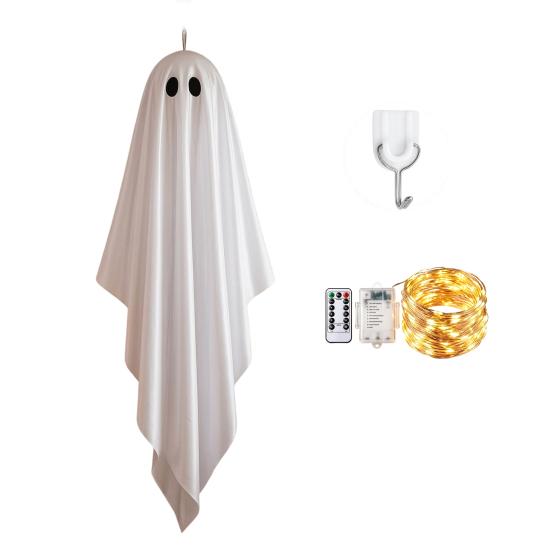Outdoor Halloween Decorations Hanging Ghost Decoration, Large Spooky with Hook Entrance Ornaments for Tree, Front Yard, Patio, Lawn, Garden,