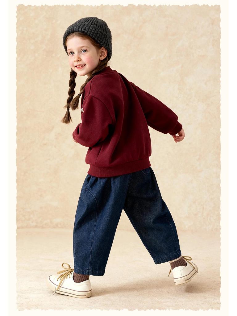 Tongbei Kids' 2025 Winter Fleece-Lined Jeans - Warm, Versatile, Fashionable for Boys & Girls.