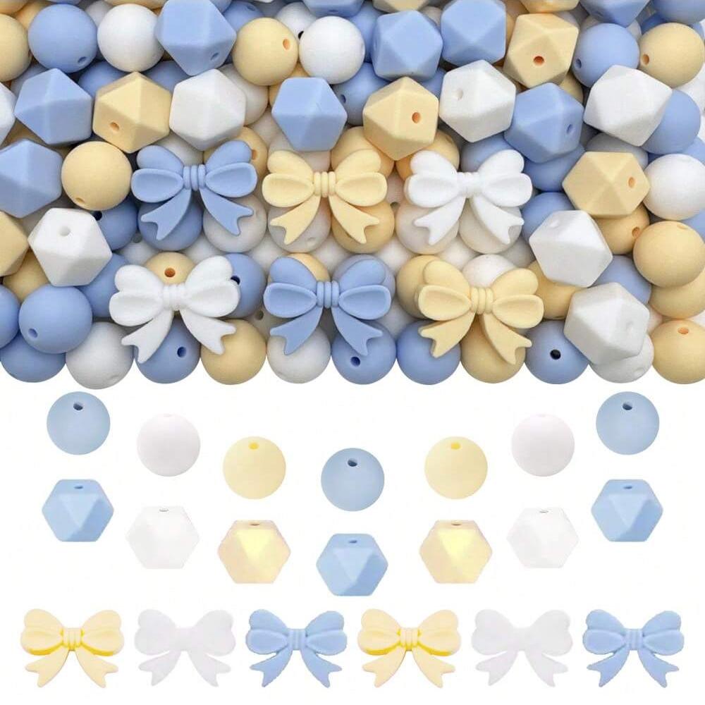 10/38/45PCS Bow Silicone Bead Set, 12mm/15mm, suitable for DIY handmade making, keychains, jewelry, bracelets, necklaces, etc