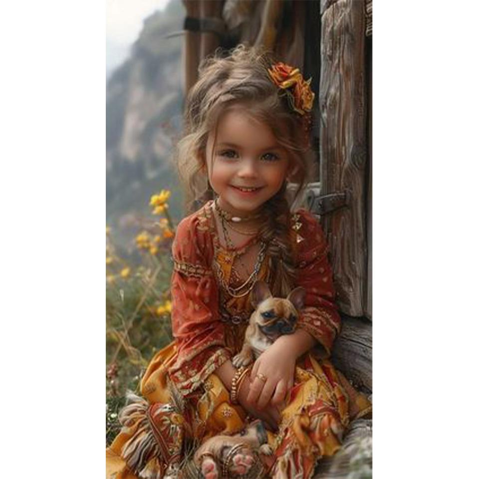 New 2025 Cross Embroidery Girl and Animal Cat 5D DIY Diamond Mosaic Rhinestone Embroidery Kit Home Wall Decoration Gift