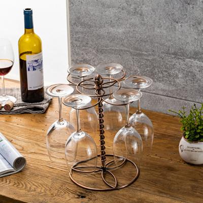 Stemware Holder with 6 Hooks Storage Iron Useful Elegant Freestanding for Restaurant