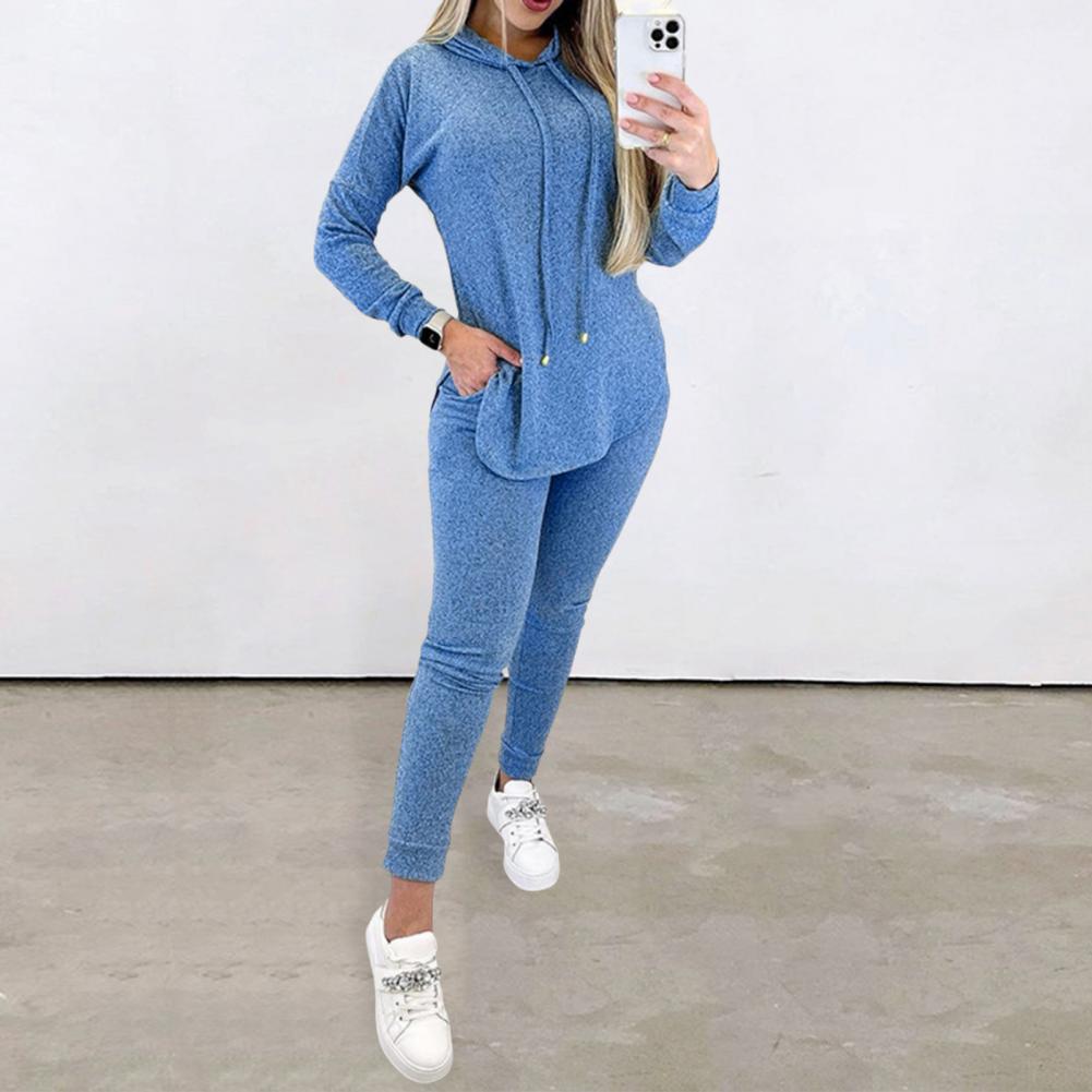 Women Suit Hooded Sweatshirt Long Sleeve High Waist Pants with Pocket Comfortable To Wear Stylish Suit
