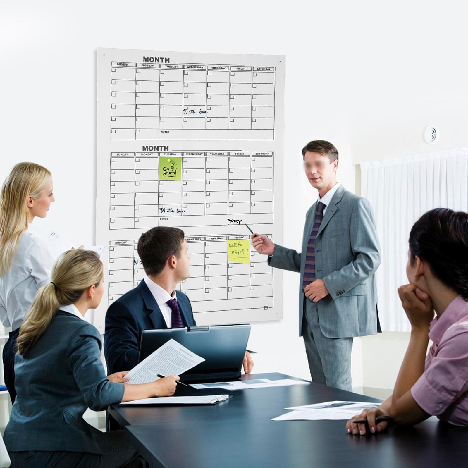 Acrylic Wall Calendar Whiteboard, 34x46In Dry Erase Board, 3-Month Quarterly Planner, Office Home Organization, Calendar Board United States