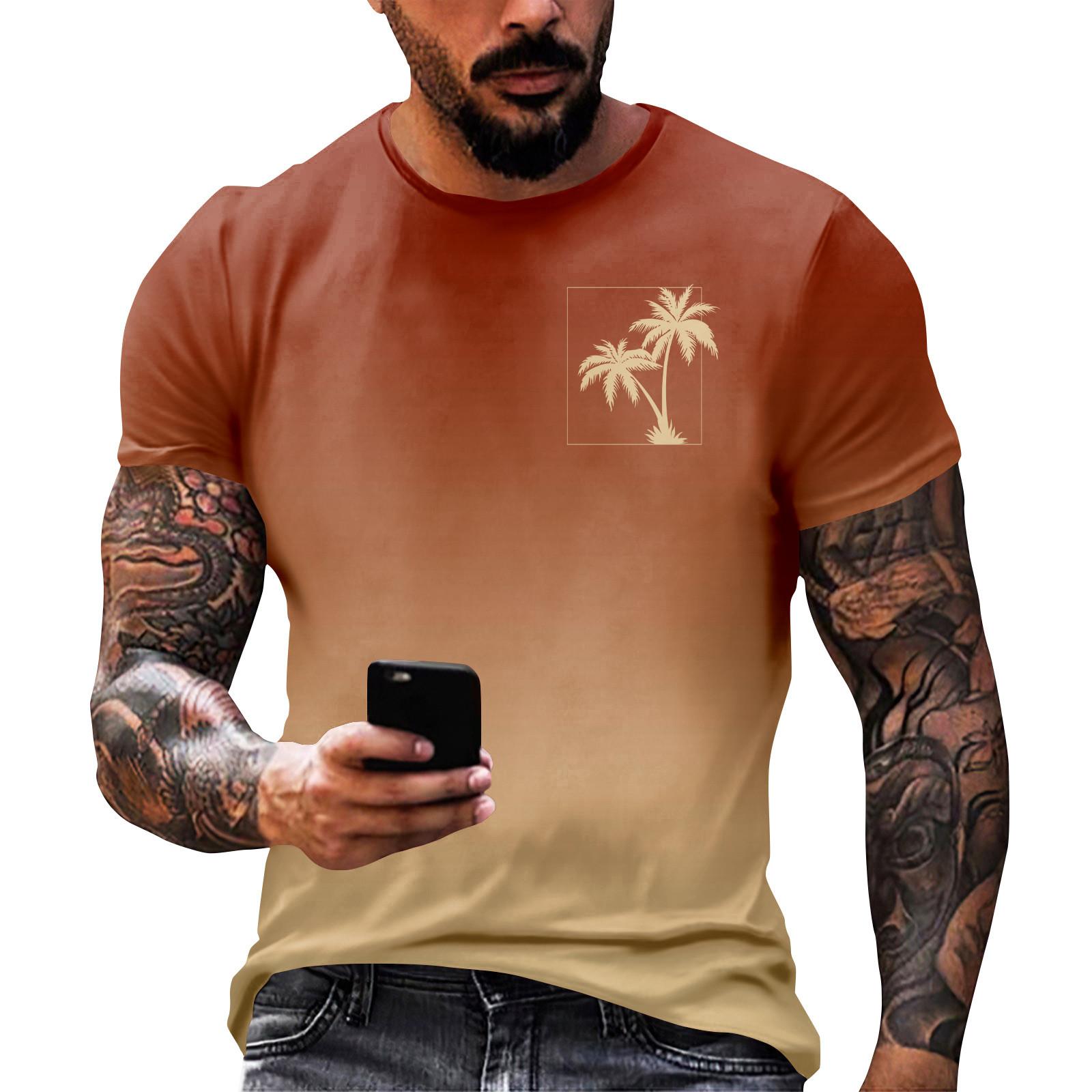 

Гавайский принт - мужская повседневная футболка с круглым вырезом и короткими рукавами XXL верблюд