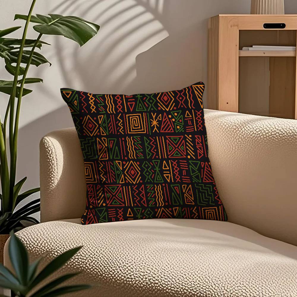 ART African Tribal Pattern Pillow Case Comfort Sofa Bed Silky Elegant Invisible Zipper Custom Decorative Cushion Cover