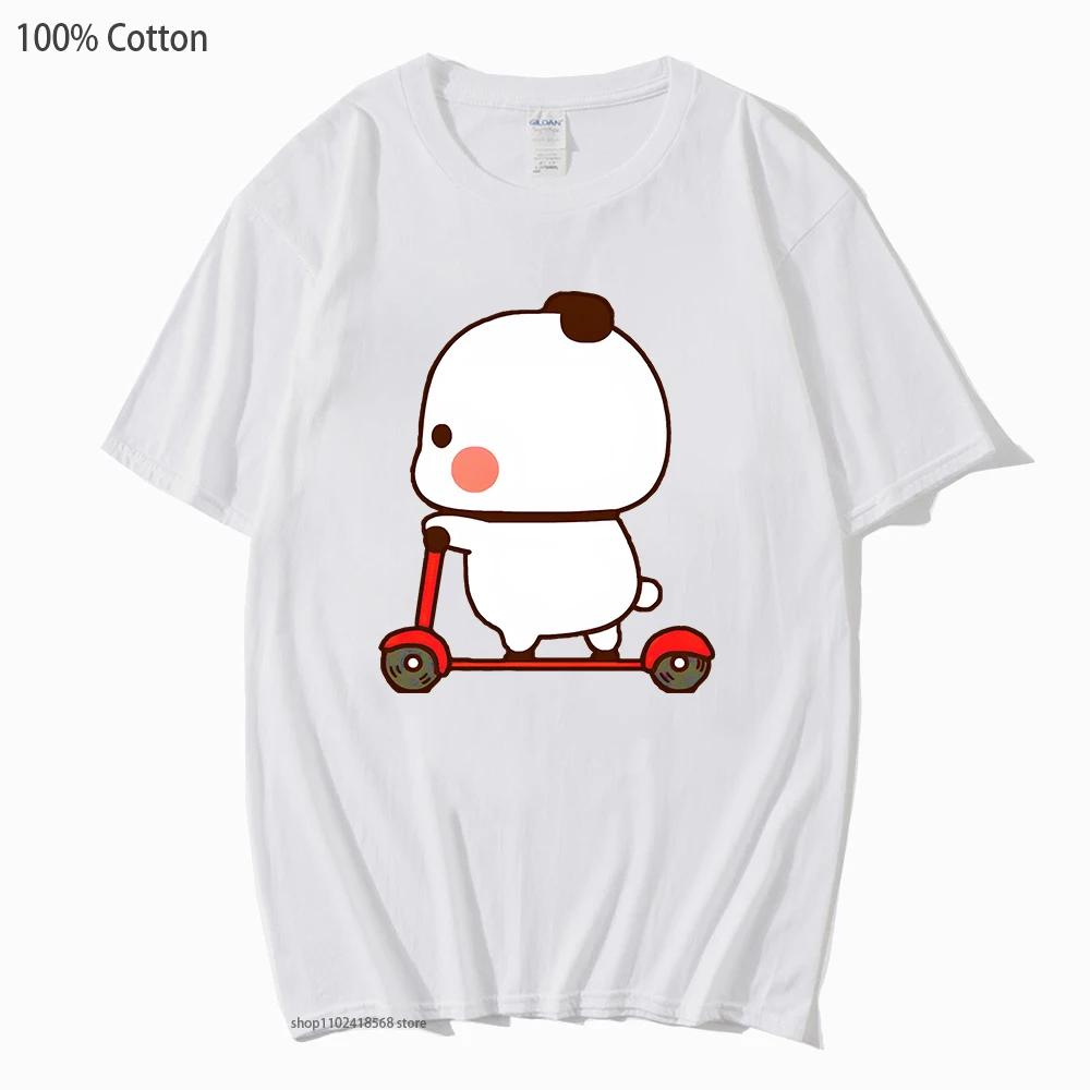 Cute Couple Shirt Cute Bubu and Dudu Are Playing Scooter Together Graphic T-Shirts Men's Clothes Panda Bear Cotton Top