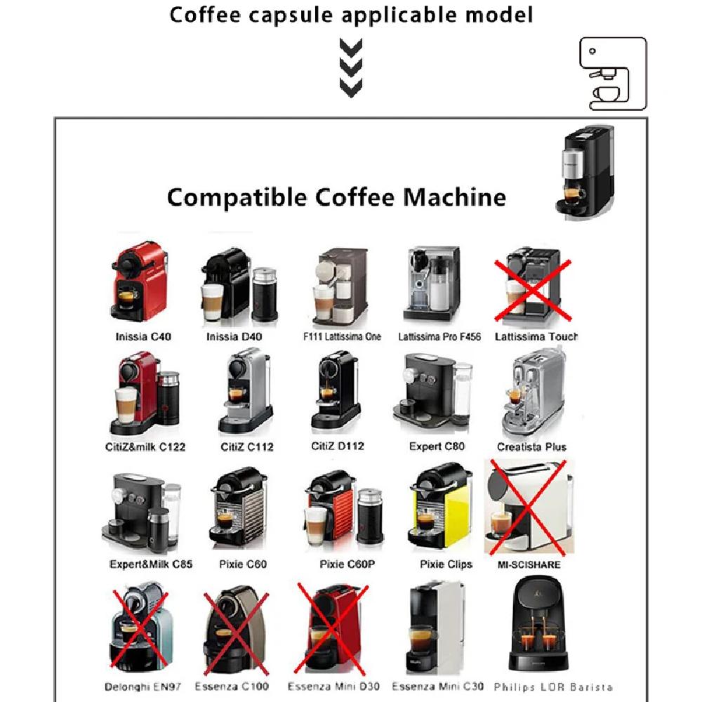 6 STUKS Hervulbare Herbruikbare Nespresso Koffiecapsule Reutilisable Nespresso Pods met een Lepel een Borstel